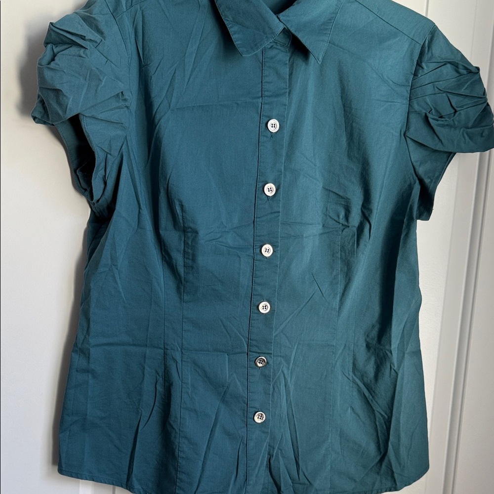 Worthington Turquoise Button-Up Blouse - Picture 6 of 7